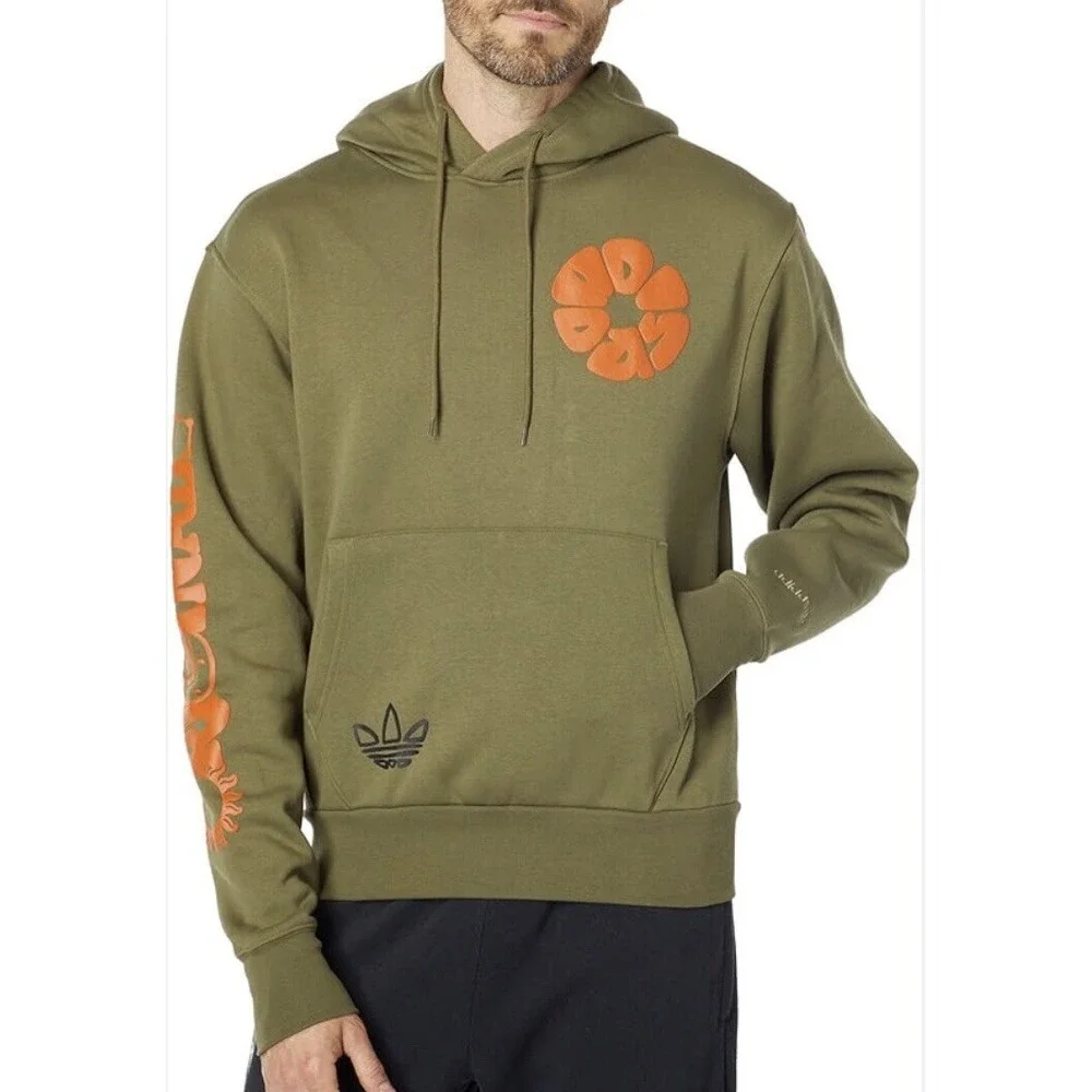 Adidas Originals Circle Logo‎ Hoodie Men's S Olive  Green